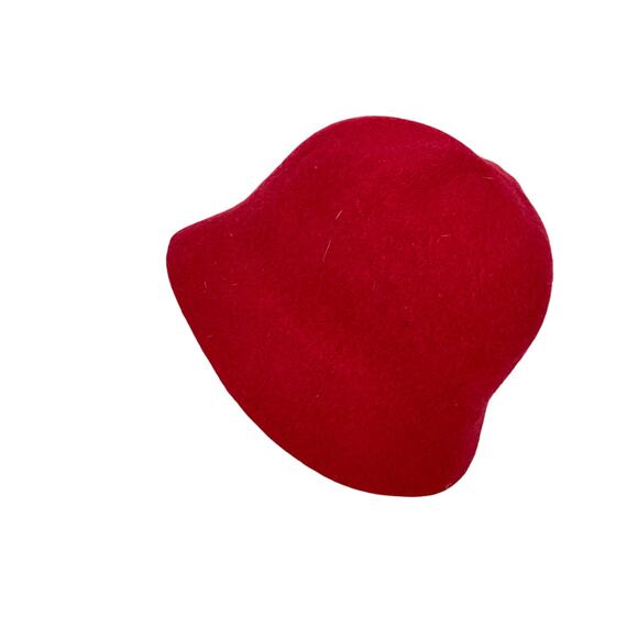 Banana Republic 100% Wool Bucket Hat Cherry Red Cloche Hat Winter Cap Cozy - Picture 4 of 11